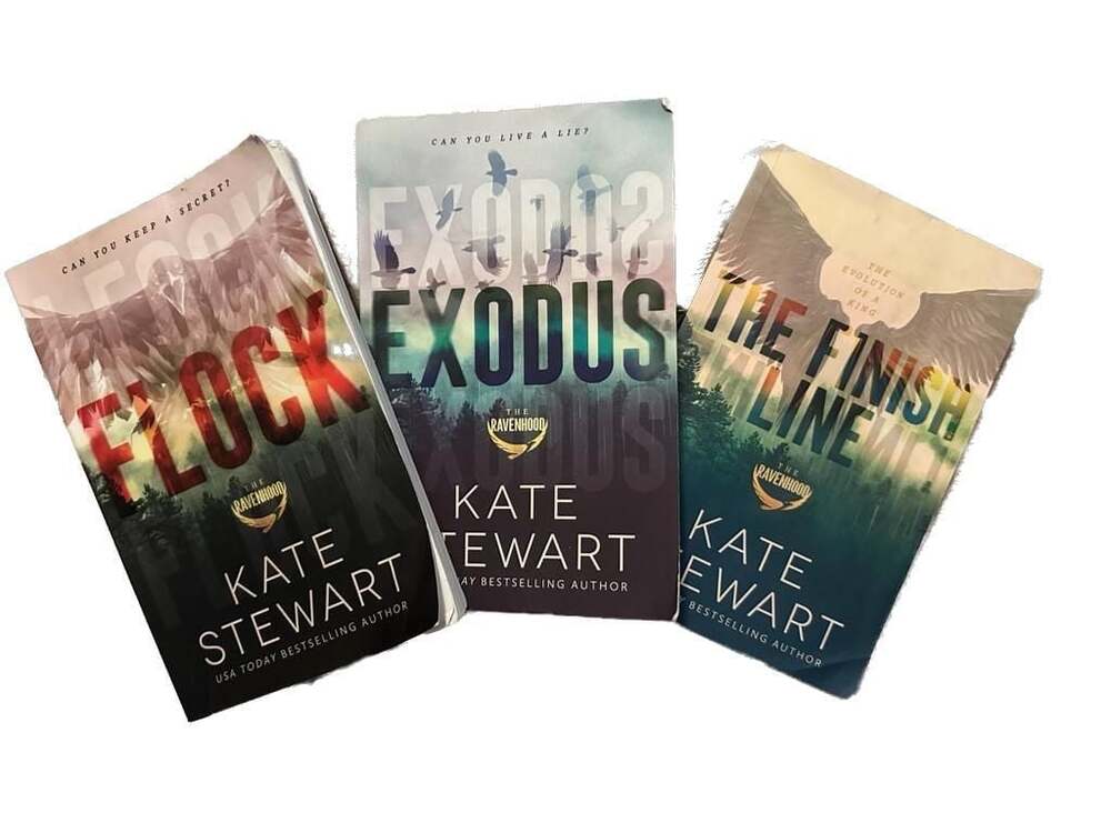 The Ravenhood Trilogy by Kate Stewart (Flock, Exodus, and The Finish Line)